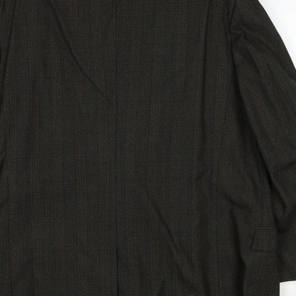 March Mens Green Plaid Wool Jacket Suit Jacket Size 42 Regular
