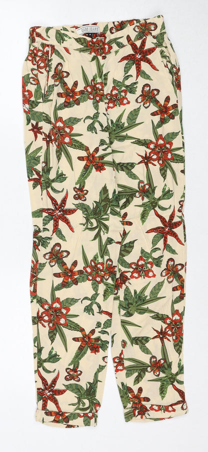 Cars Troursers Womens Beige Floral Viscose Trousers Size 10 Regular