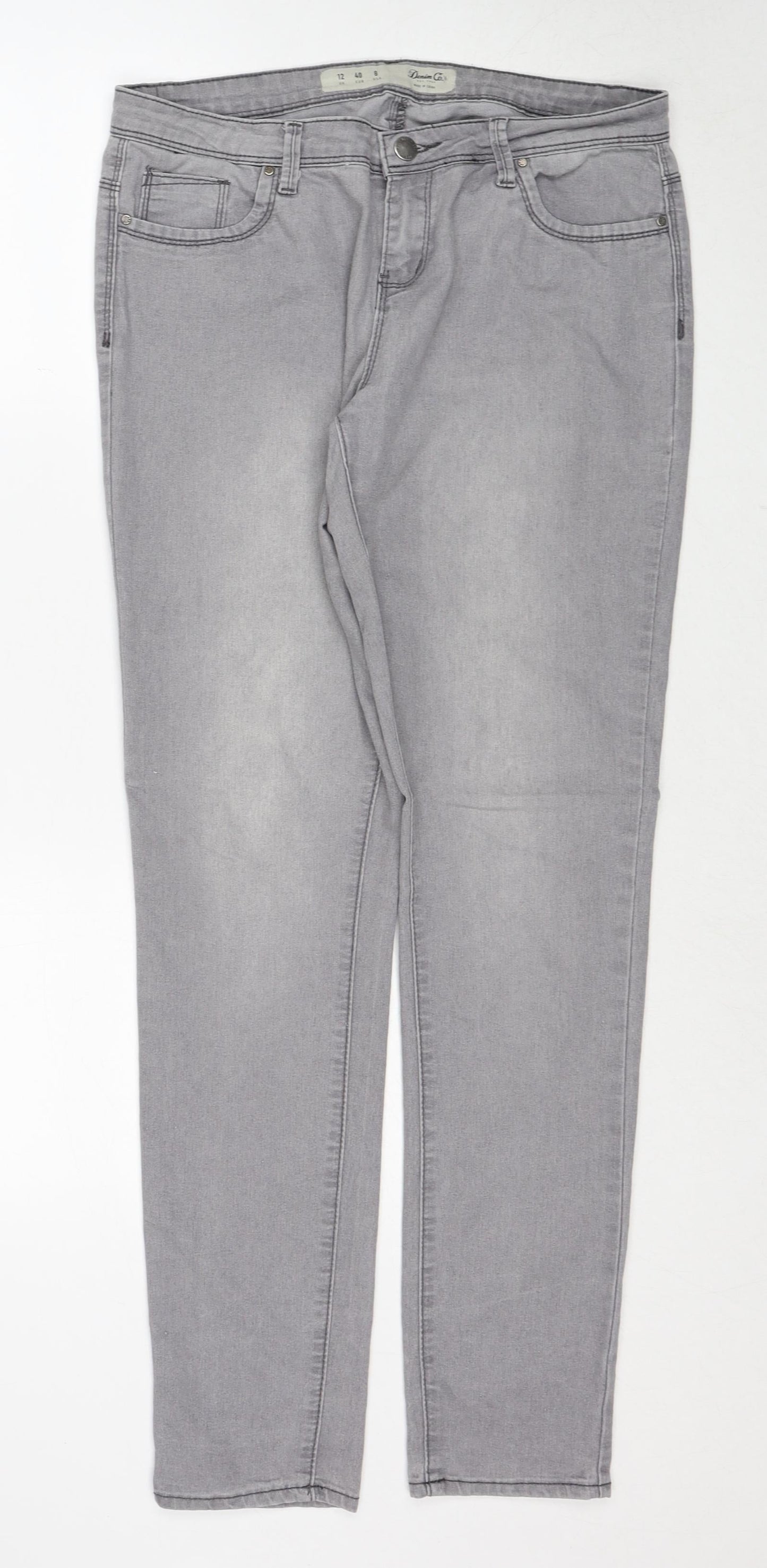 Denim & Co. Womens Grey Cotton Skinny Jeans Size 12 Regular Zip