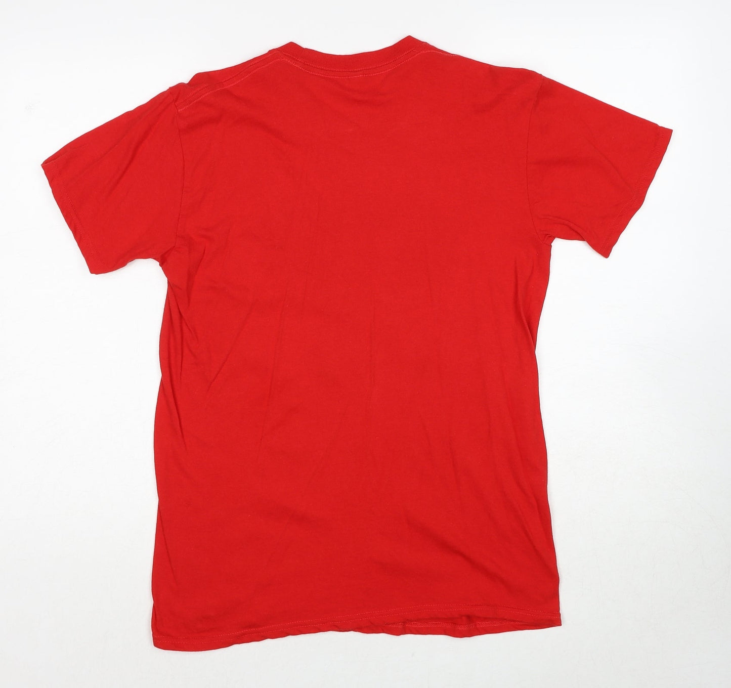 Casual Classics Womens Red Cotton Basic T-Shirt Size M Round Neck - Dear Santa....
