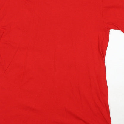 Casual Classics Womens Red Cotton Basic T-Shirt Size M Round Neck - Dear Santa....