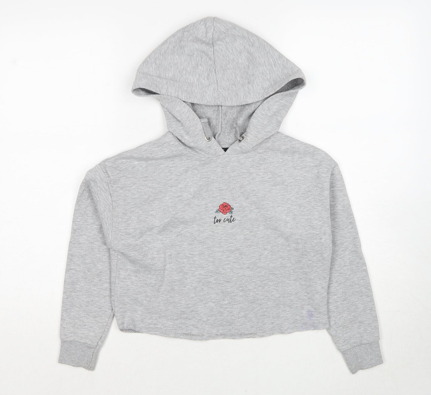 New Look Girls Grey Polyester Pullover Hoodie Size 9 Years Pullover - Too Cute Rose