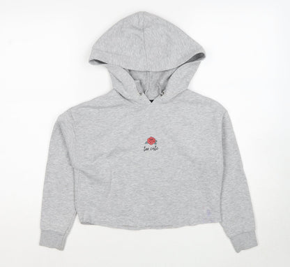 New Look Girls Grey Polyester Pullover Hoodie Size 9 Years Pullover - Too Cute Rose