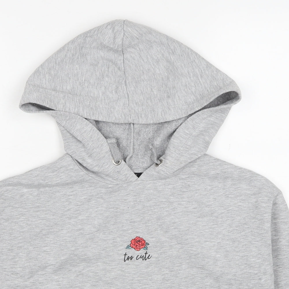 New Look Girls Grey Polyester Pullover Hoodie Size 9 Years Pullover - Too Cute Rose