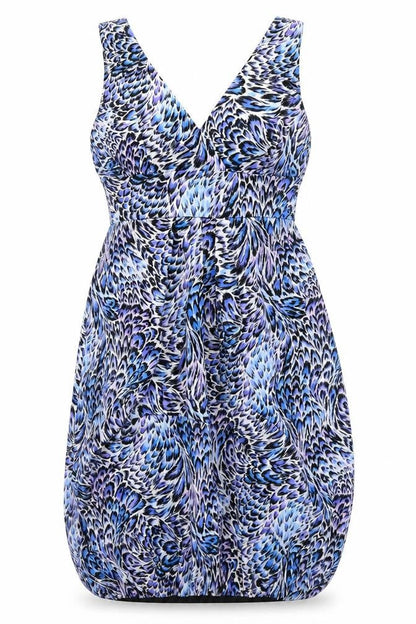 Dorothy Perkins Womens Blue Geometric Polyester Fit & Flare Size 12 V-Neck Pullover
