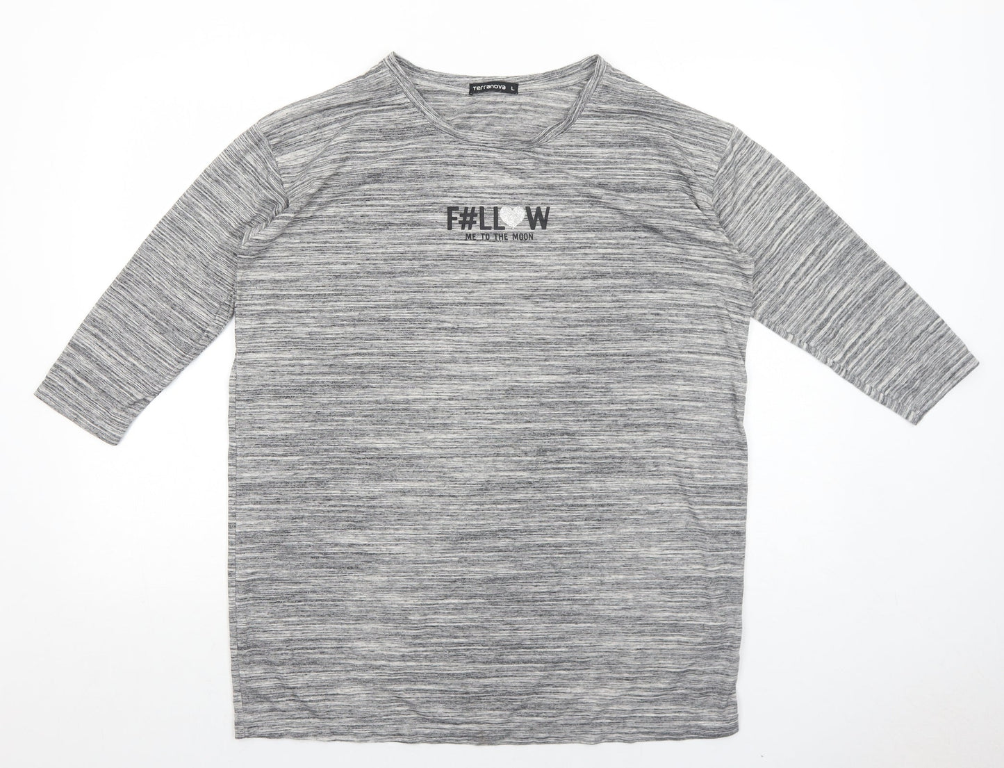 Womens UK Size L Terranova Grey Basic T-Shirt