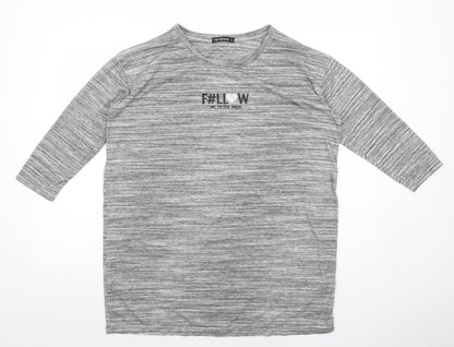 Womens UK Size L Terranova Grey Basic T-Shirt
