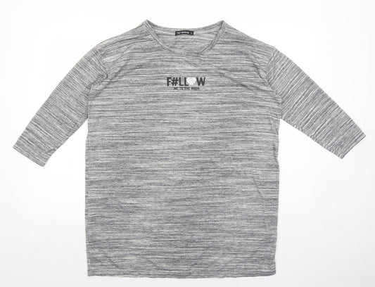 Womens UK Size L Terranova Grey Basic T-Shirt
