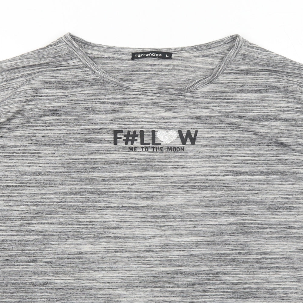 Womens UK Size L Terranova Grey Basic T-Shirt