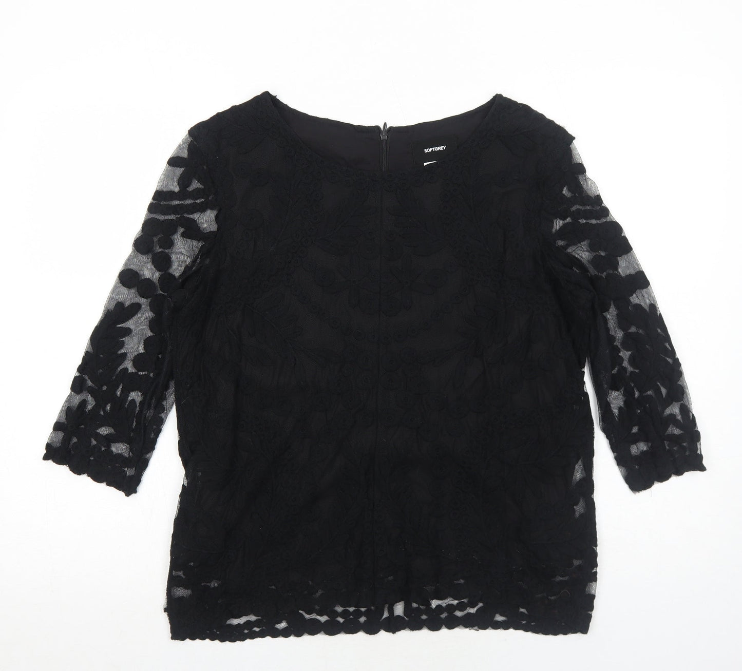 Womens UK Size 12 La Redoute Black Basic Blouse