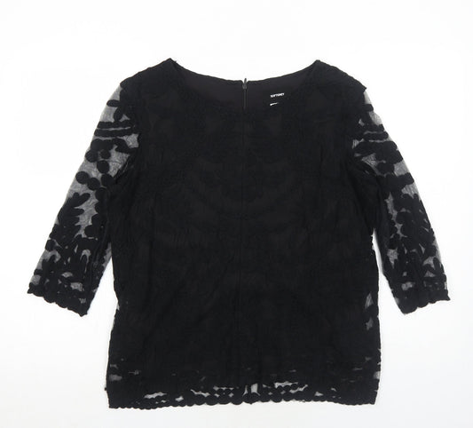 Womens UK Size 12 La Redoute Black Basic Blouse