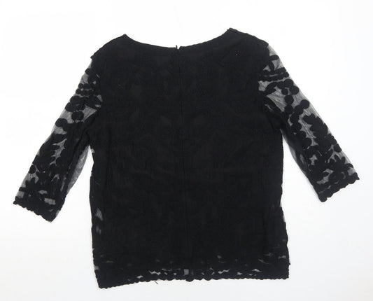 Womens UK Size 12 La Redoute Black Basic Blouse