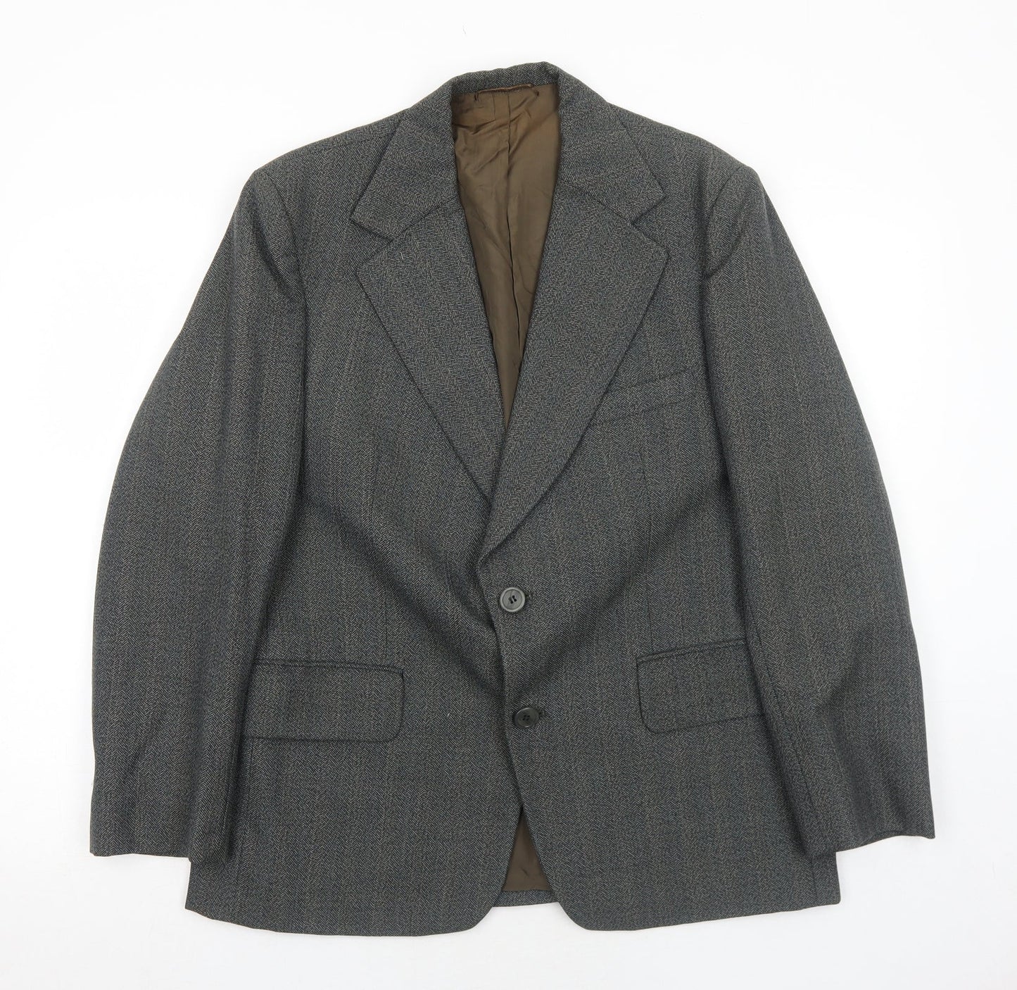 Guards Mens Grey Striped Polyester Jacket Suit Jacket Size 40 Regular