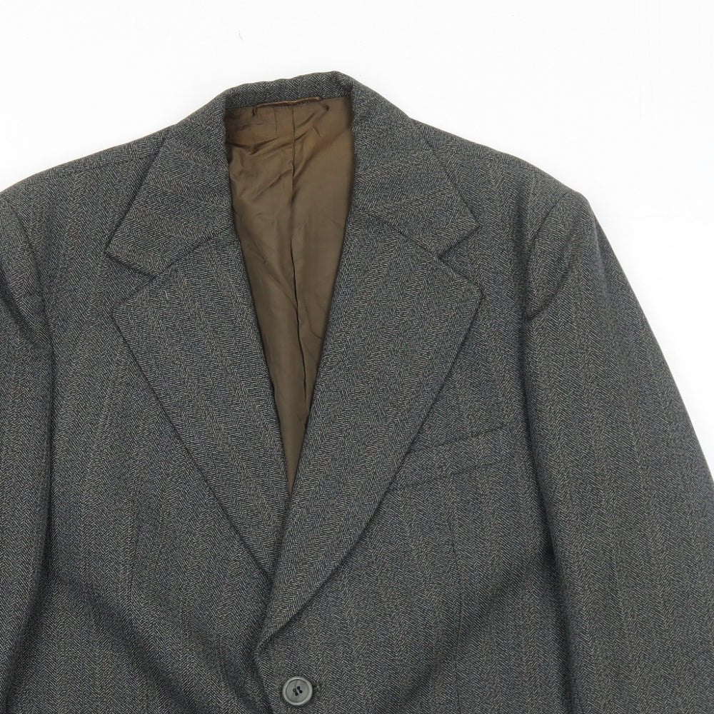 Guards Mens Grey Striped Polyester Jacket Suit Jacket Size 40 Regular