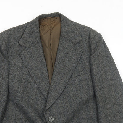 Guards Mens Grey Striped Polyester Jacket Suit Jacket Size 40 Regular