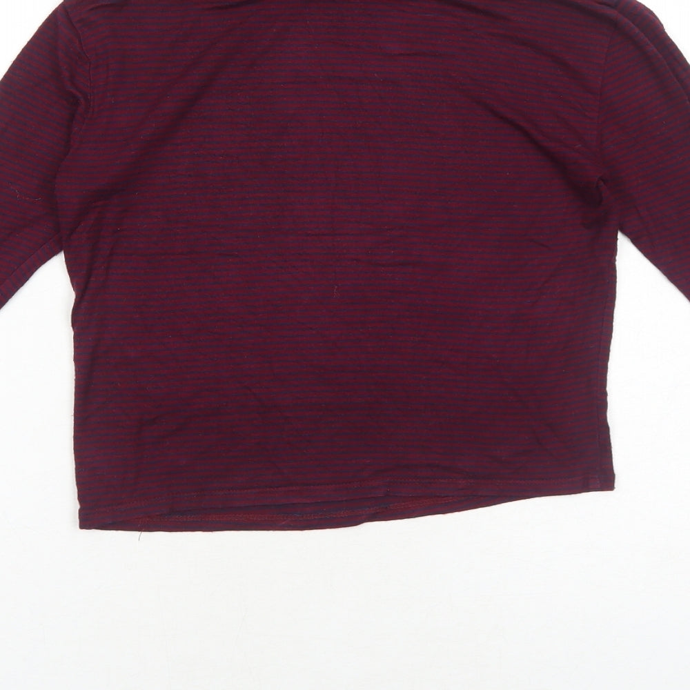 FOREVER 21 Womens Red Striped Cotton Basic T-Shirt Size S Roll Neck