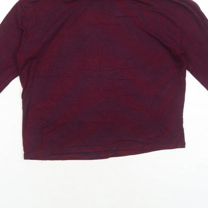 FOREVER 21 Womens Red Striped Cotton Basic T-Shirt Size S Roll Neck