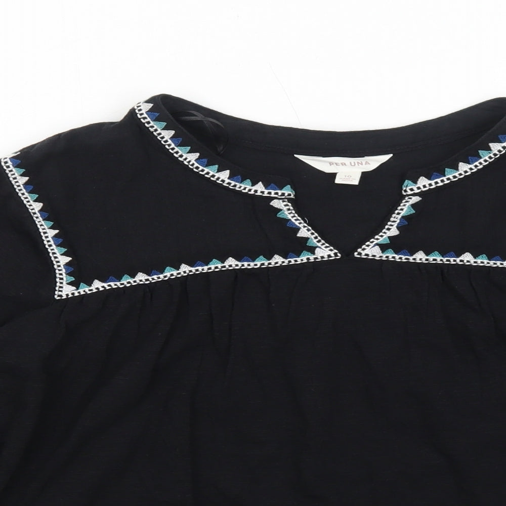 Womens UK Size 10 Per Una Black Basic Blouse