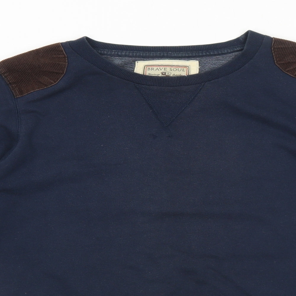 Mens UK Size S Brave Soul Blue Pullover Sweatshirt