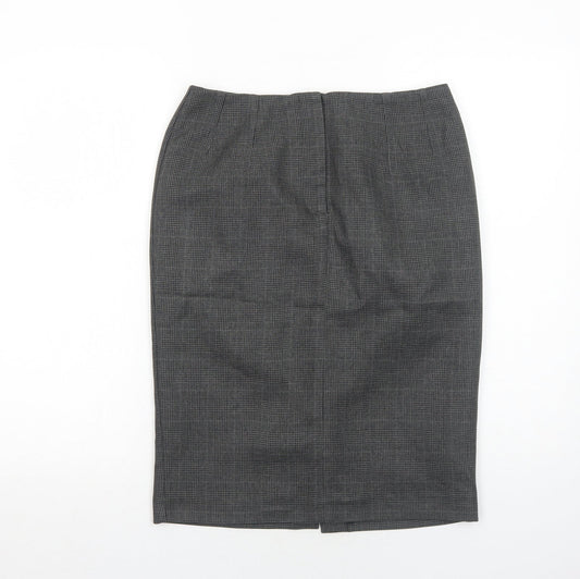 Marks and Spencer Womens Grey Plaid Polyester Straight & Pencil Skirt Size 10 Zip