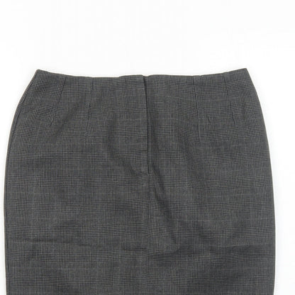 Marks and Spencer Womens Grey Plaid Polyester Straight & Pencil Skirt Size 10 Zip