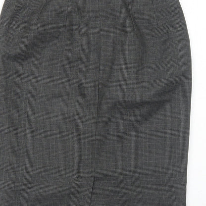 Marks and Spencer Womens Grey Plaid Polyester Straight & Pencil Skirt Size 10 Zip
