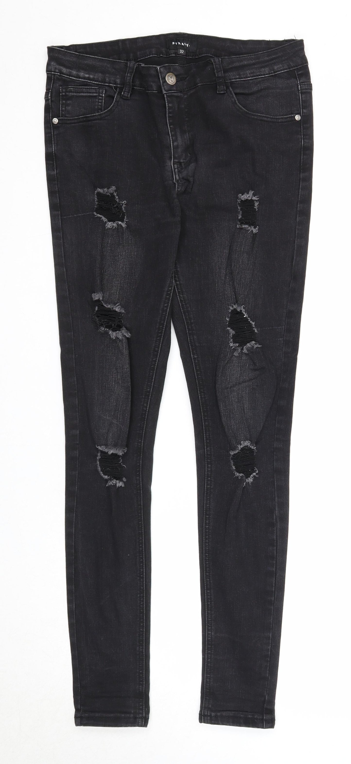 Pyracy Womens Black Cotton Skinny Jeans Size 32 in Regular Zip