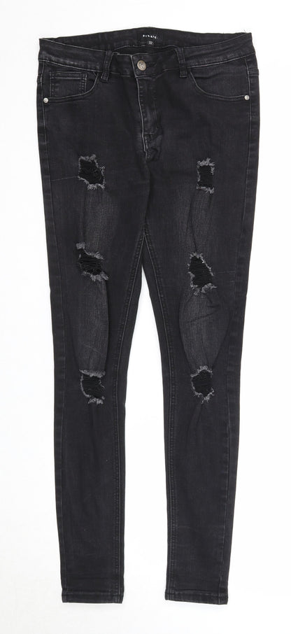 Pyracy Womens Black Cotton Skinny Jeans Size 32 in Regular Zip