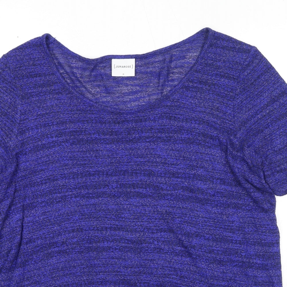 JUNAROSE Womens Blue Round Neck Viscose Pullover Jumper Size M
