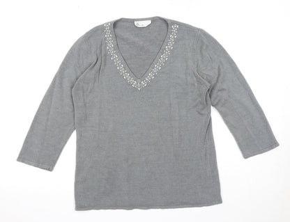 Womens UK Size 14 BHS Grey Pullover Jumper