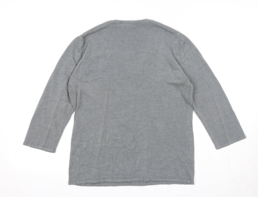 BHS Womens Grey V-Neck Acrylic Pullover Jumper Size 14