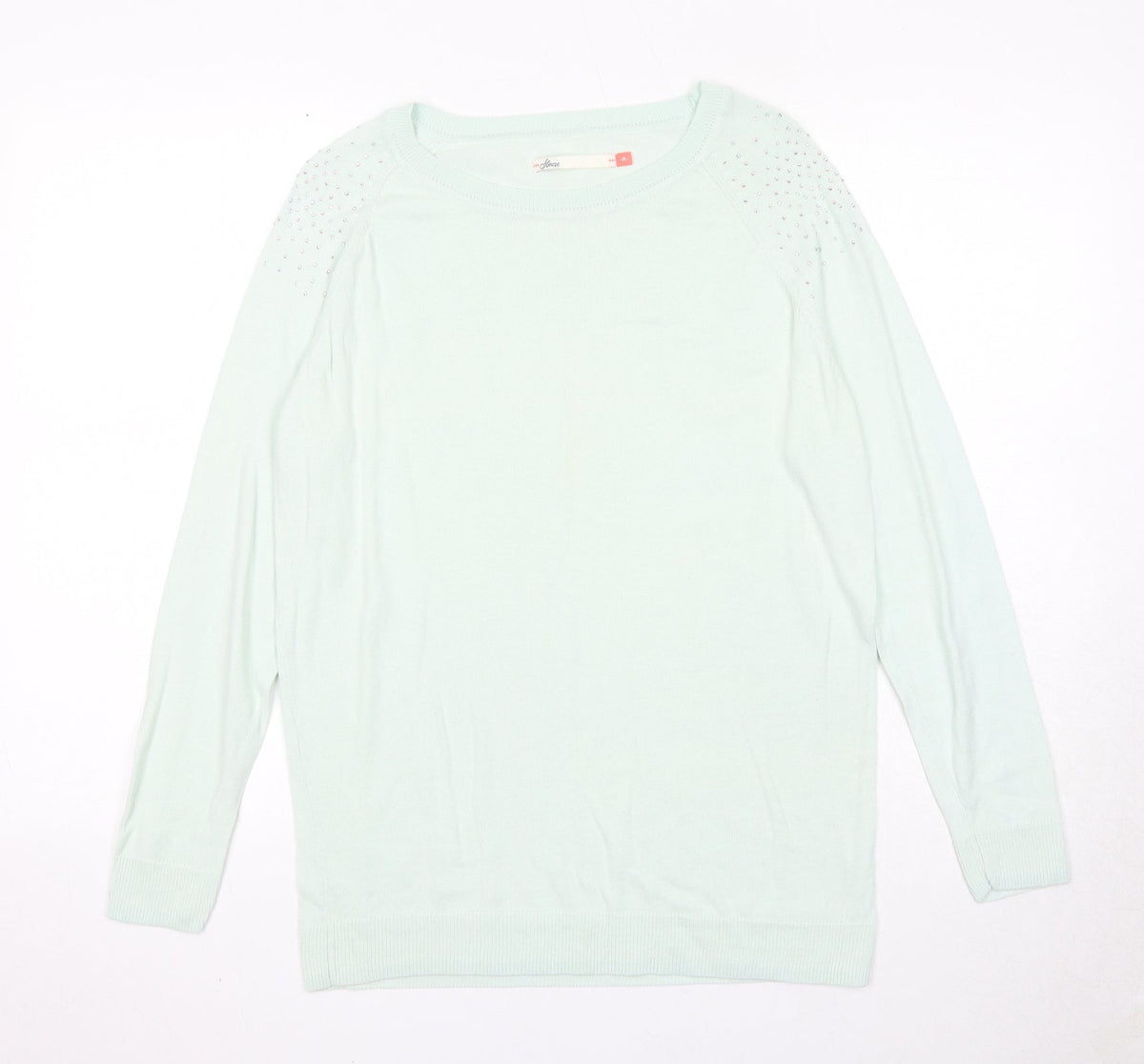 Flouse Womens Blue Round Neck Acrylic Pullover Jumper Size M