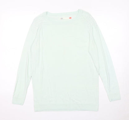 Flouse Womens Blue Round Neck Acrylic Pullover Jumper Size M