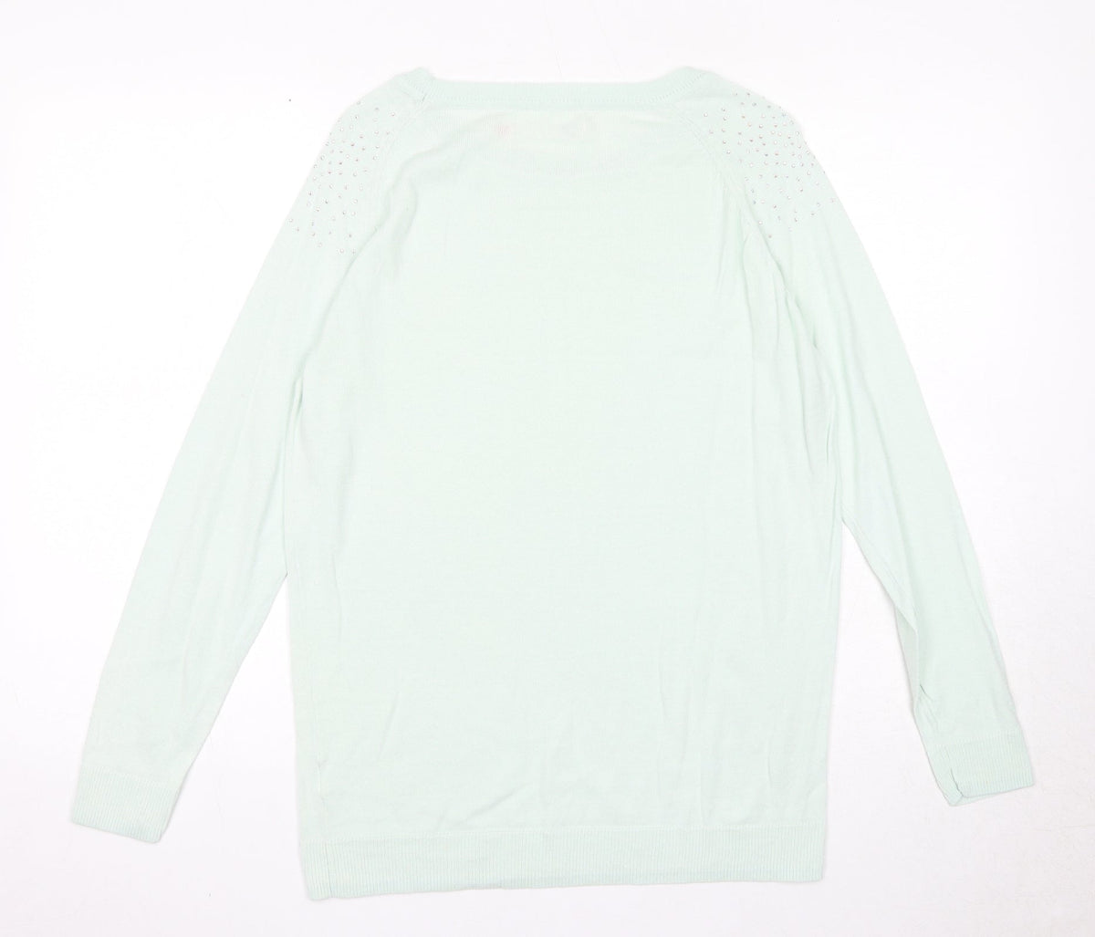 Flouse Womens Blue Round Neck Acrylic Pullover Jumper Size M