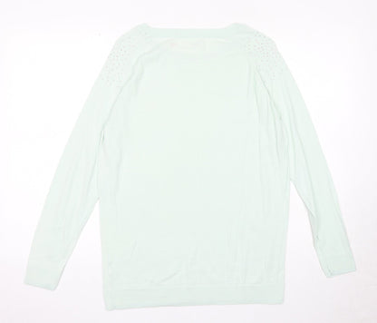 Flouse Womens Blue Round Neck Acrylic Pullover Jumper Size M
