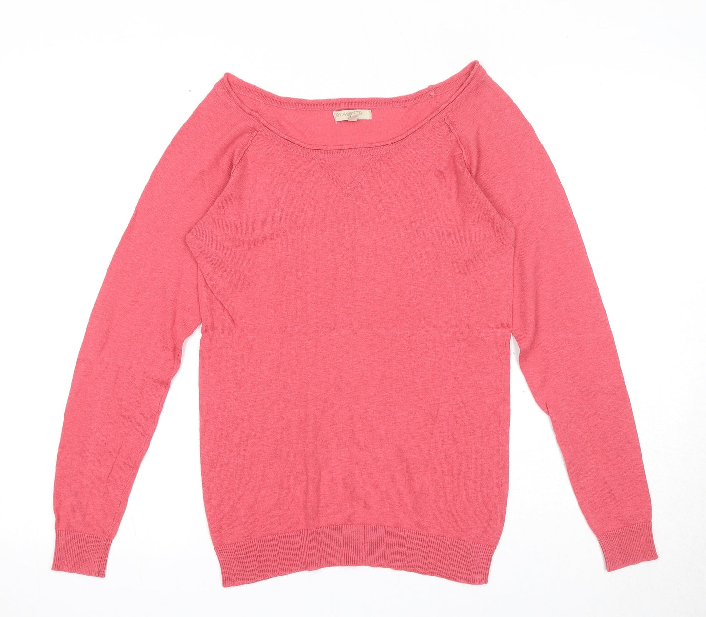 Knitwear STR Womens Pink Boat Neck Acrylic Pullover Jumper Size L