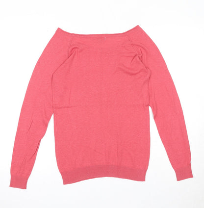 Knitwear STR Womens Pink Boat Neck Acrylic Pullover Jumper Size L