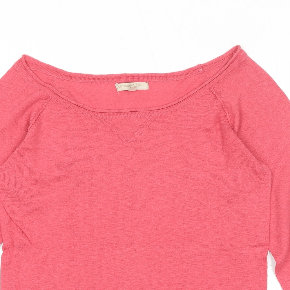 Knitwear STR Womens Pink Boat Neck Acrylic Pullover Jumper Size L
