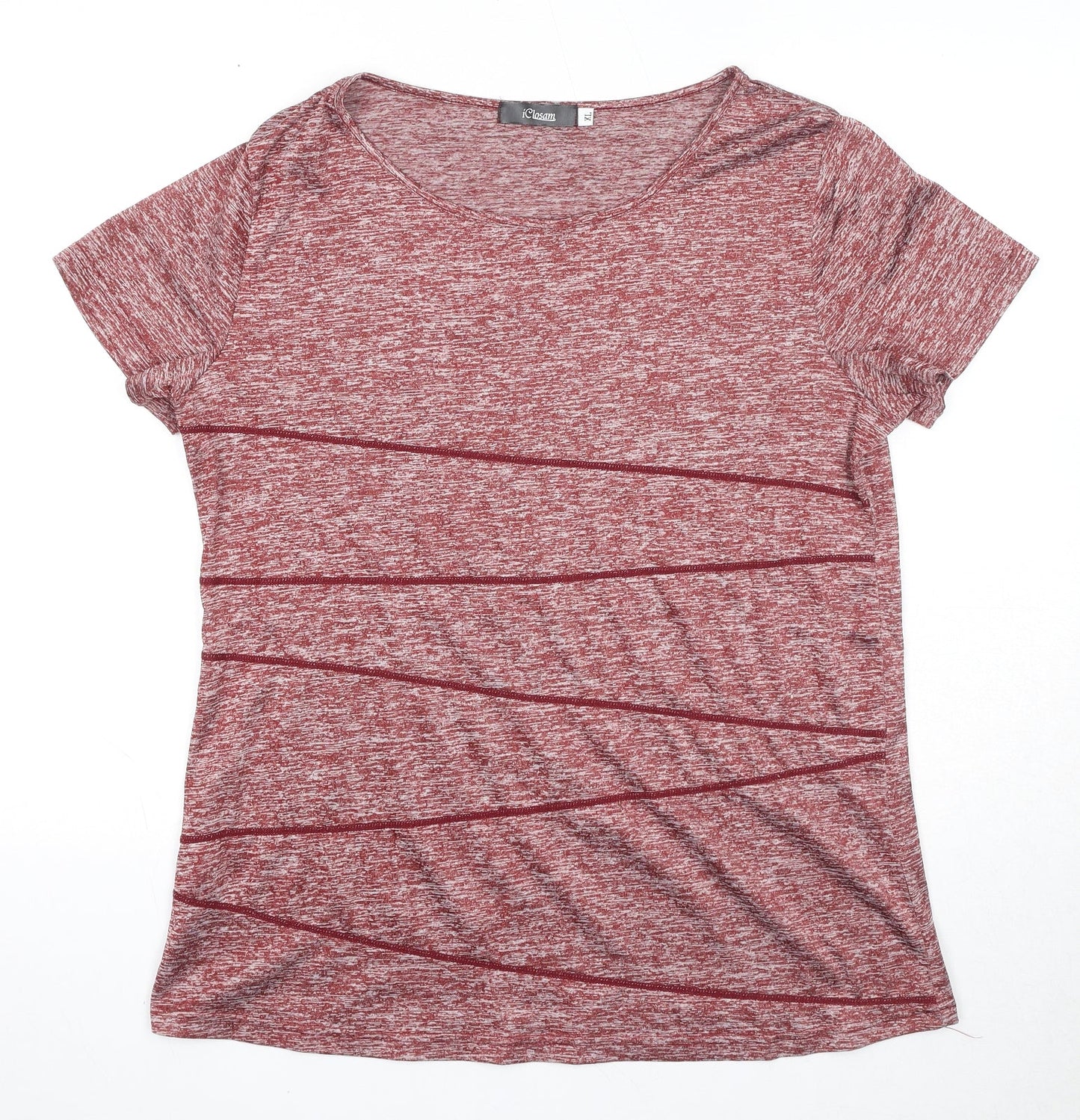 Iclosam Womens Red Polyester Basic T-Shirt Size XL Round Neck
