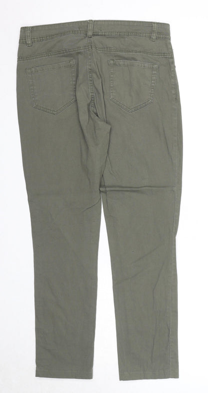 24/7 Authentic Denim Womens Green Cotton Skinny Jeans Size 12 Regular Zip