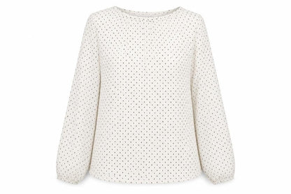 Re.draft Womens White Geometric Viscose Basic Blouse Size 6 Boat Neck