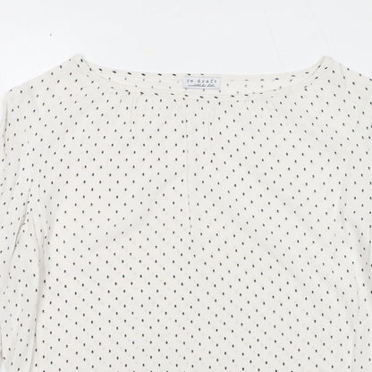 Re.draft Womens White Geometric Viscose Basic Blouse Size 6 Boat Neck