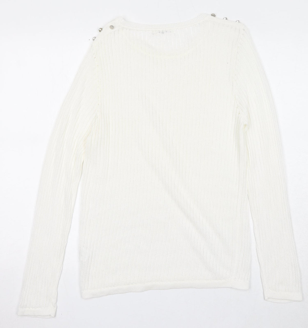Bachelorette Paris Womens White Round Neck Viscose Pullover Jumper Size S