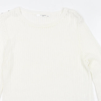 Bachelorette Paris Womens White Round Neck Viscose Pullover Jumper Size S