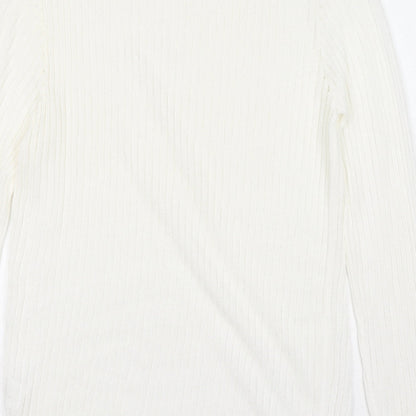 Bachelorette Paris Womens White Round Neck Viscose Pullover Jumper Size S
