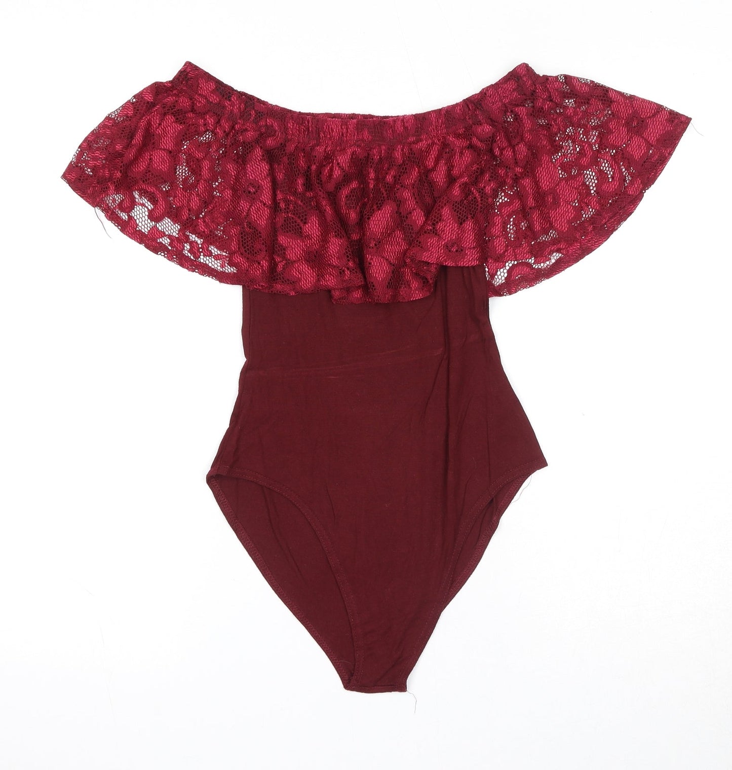 Select Womens Red Viscose Bodysuit One-Piece Size 6 Pullover