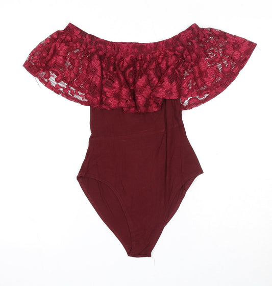 Select Womens Red Viscose Bodysuit One-Piece Size 6 Pullover