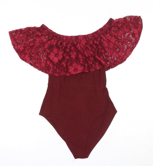 Select Womens Red Viscose Bodysuit One-Piece Size 6 Pullover