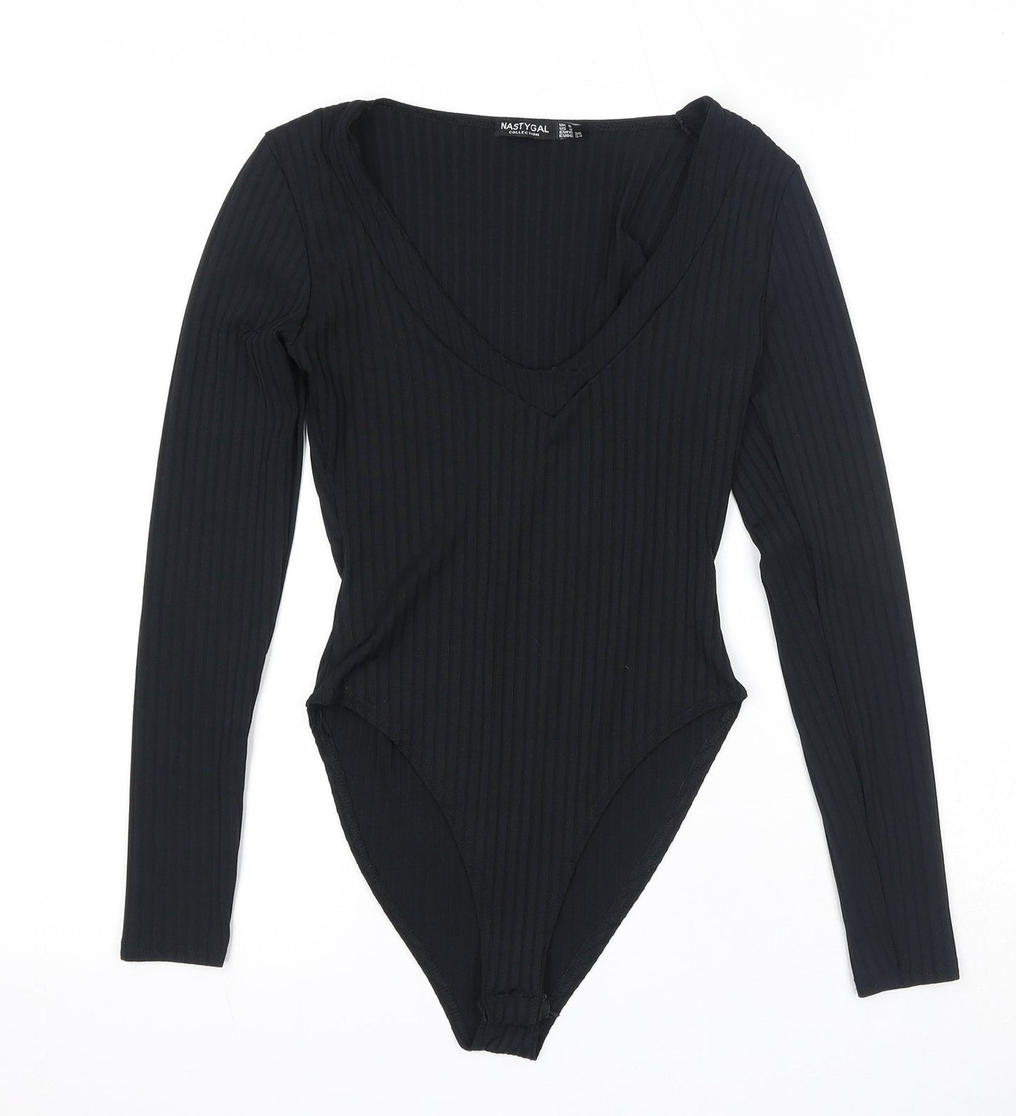 Nasty Gal Womens Black Polyester Bodysuit One-Piece Size 8 Snap