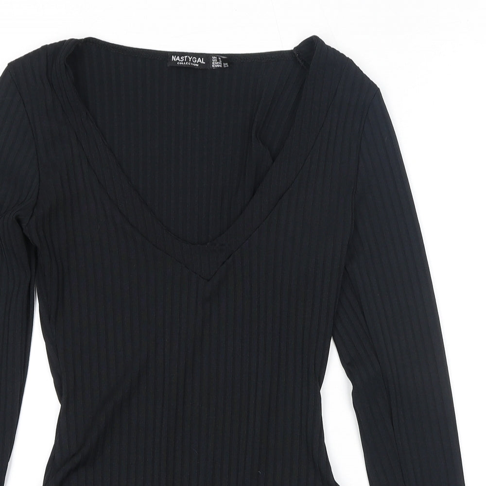 Nasty Gal Womens Black Polyester Bodysuit One-Piece Size 8 Snap